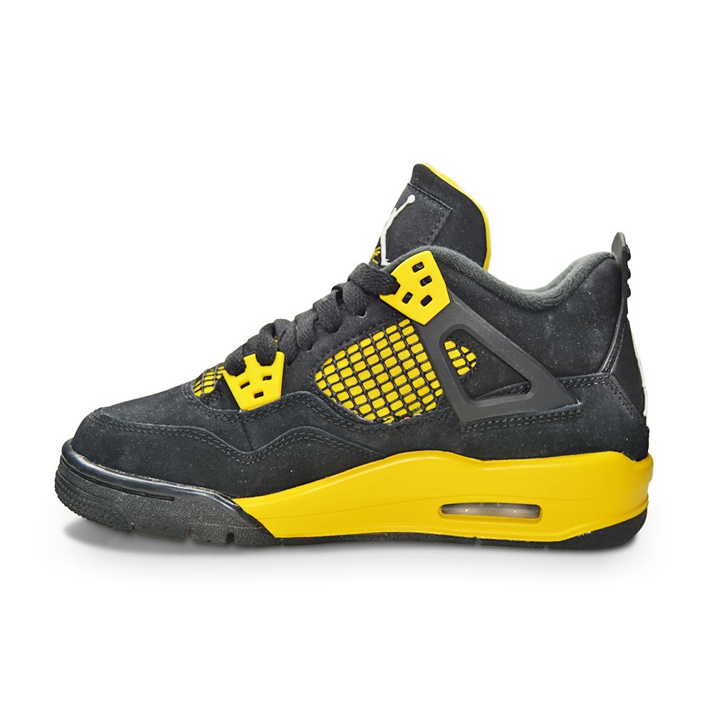 Juniors Nike Air Jordan 4 Retro (GS) - 408452 017 - Black White Tour Yellow