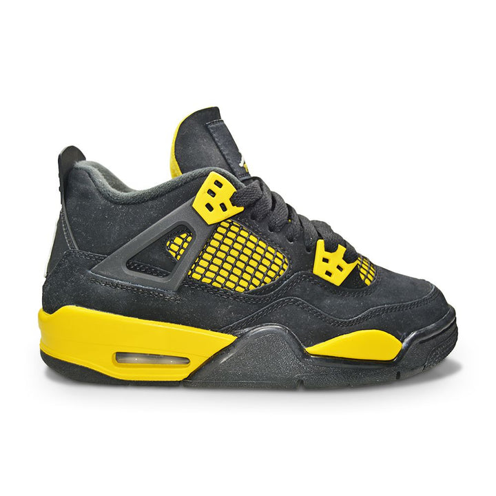 Juniors Nike Air Jordan 4 Retro (GS) - 408452 017 - Black White Tour Yellow