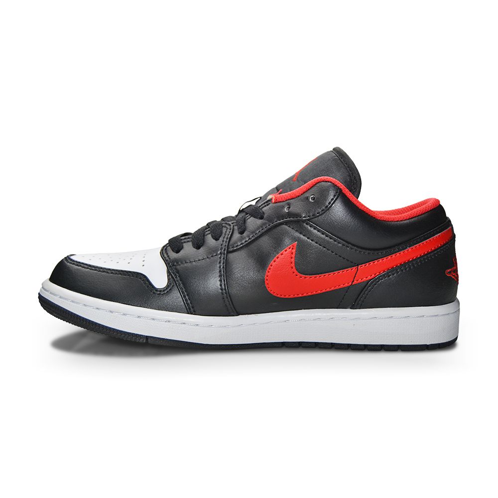 Mens Nike Air Jordan 1 Low - 553558 063 - Black Fire Red White