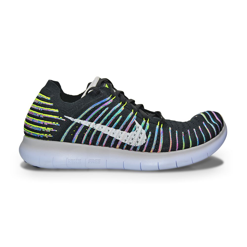 Men's Nike Free Run Flyknit - 831069 003 - Black  Volt Blue Lagoon