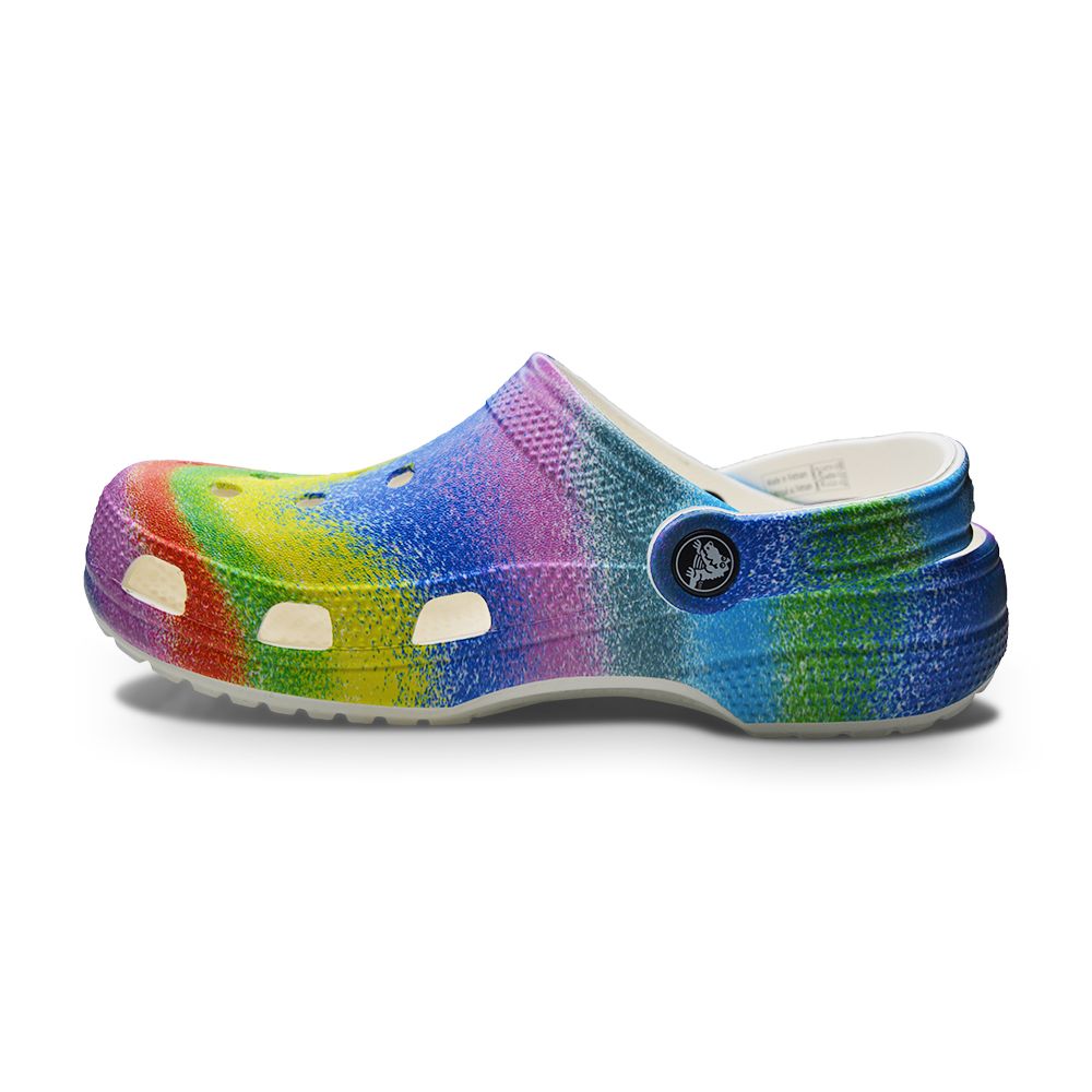 Womens Crocs Classic Spray Dye Clogs Rainbow Multicolour