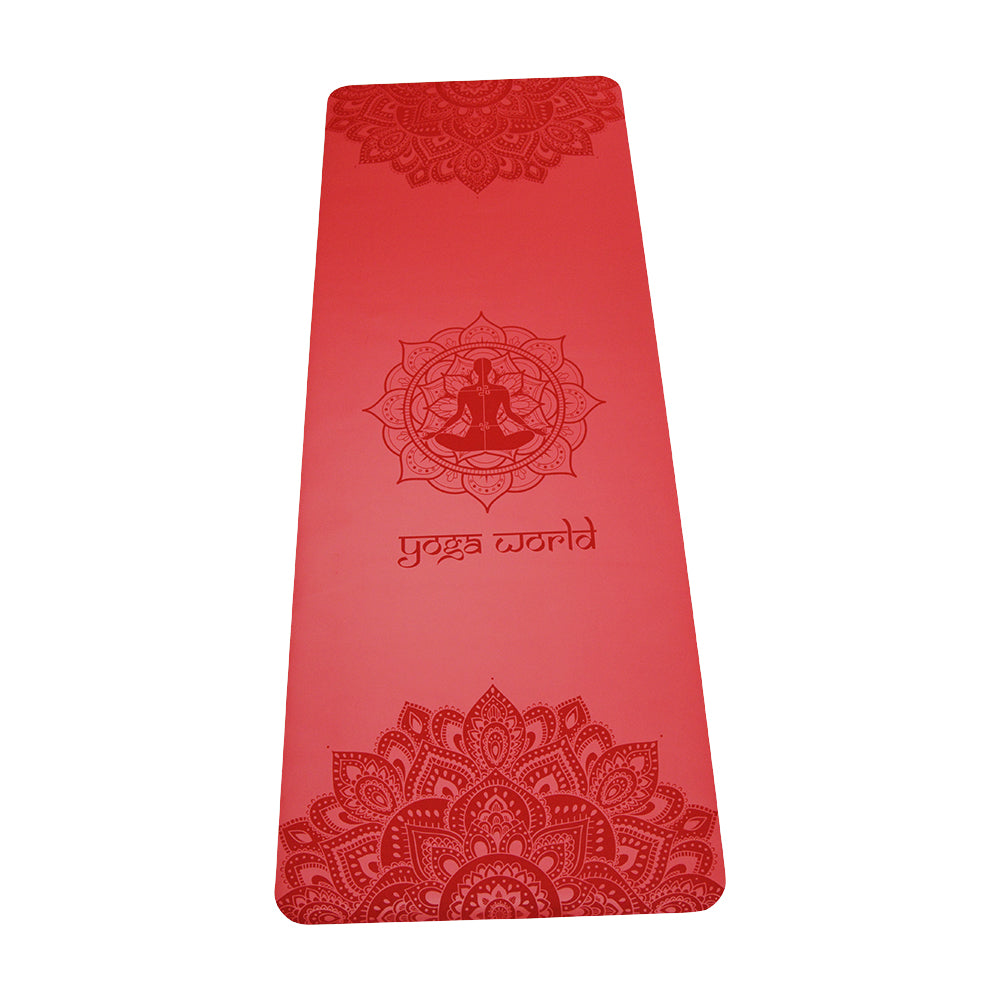 Yoga World Mandala PU Yoga Mat - Non-Slip Surface & Anti-Skid TPE Underside