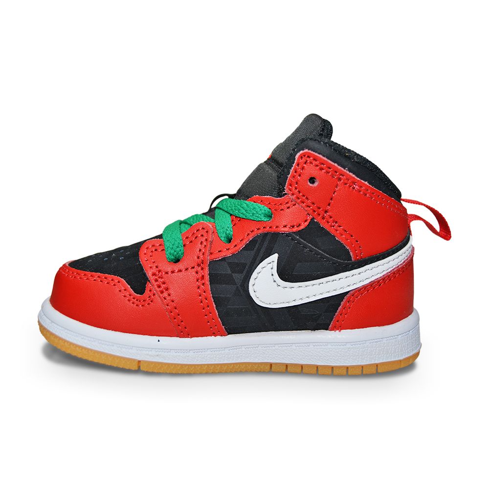Infants Nike Jordan 1 Mid SE (TD) - DQ8420 006 - Black Fire Red White Malachite