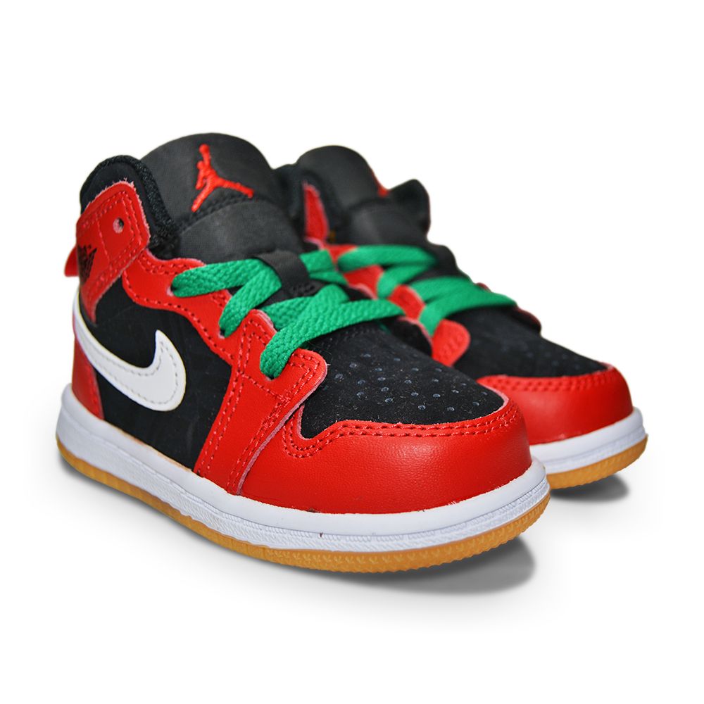 Infants Nike Jordan 1 Mid SE (TD) - DQ8420 006 - Black Fire Red White Malachite