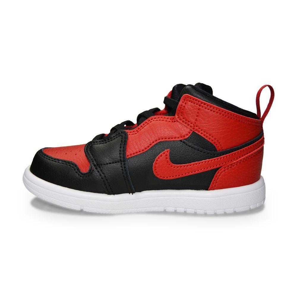 Infants Nike Jordan 1 Mid ALT (TD) - AR6352 074 - Black Gym Red White-Infant's Footwear, Jordan *Rare*, Jordan Brands, Toddlers (4-9.5)-Foot World UK