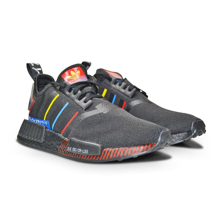 Juniors Adidas NMD R1 J - FY1543 - Black White Red-Adidas Brands, Junior Footwear, Juniors (3-6), NMD-Foot World UK
