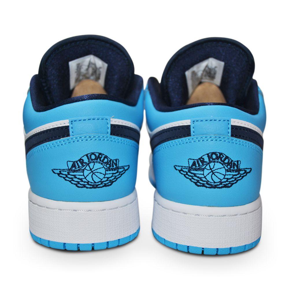 Juniors Nike Air Jordan 1 Low (GS) - 553560 144- White DK Powder Blue Obsidian-Footwear Kids, Jordan *Rare*, Jordan 1, Junior Footwear, Nike Junior Footwear-Foot World UK