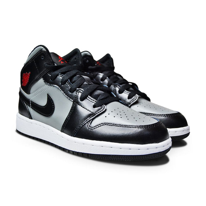 Juniors Nike Air Jordan 1 Mid - 554725 096 - Black Gym Red Particle Grey-juniors-Nike-Nike Air Jordan 1 Mid-sneakers Foot World