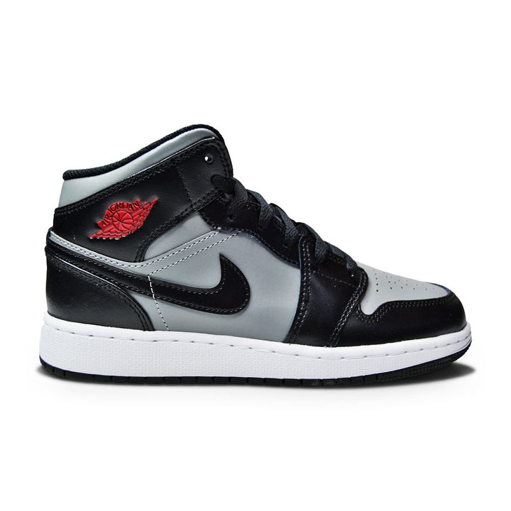 Juniors Nike Air Jordan 1 Mid - 554725 096 - Black Gym Red Particle Grey-juniors-Nike-Nike Air Jordan 1 Mid-sneakers Foot World
