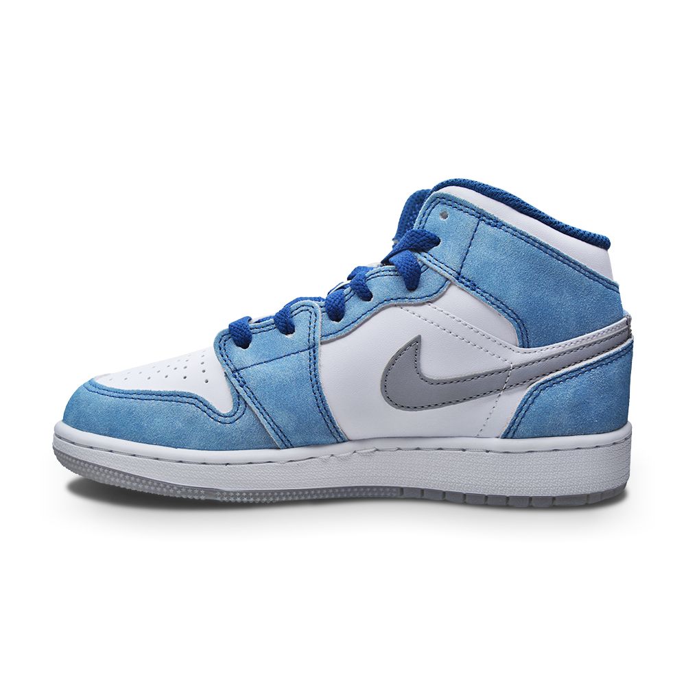 Juniors Nike Air Jordan 1 Mid SE (GS) - DR6235 401 - French Blue Fire Red White-Juniors-Nike-Nike Air Jordan 1 Mid SE-sneakers Foot World