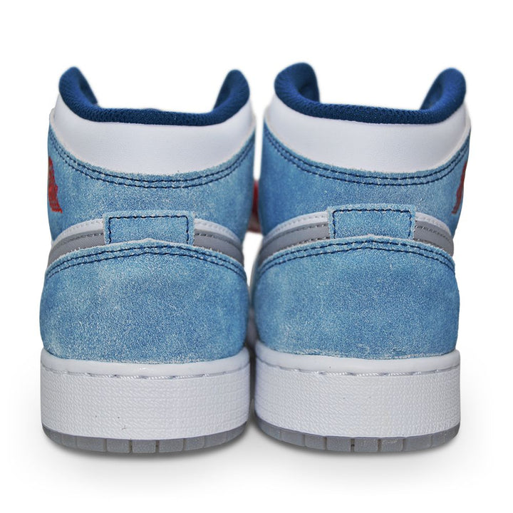 Juniors Nike Air Jordan 1 Mid SE (GS) - DR6235 401 - French Blue Fire Red White-Juniors-Nike-Nike Air Jordan 1 Mid SE-sneakers Foot World