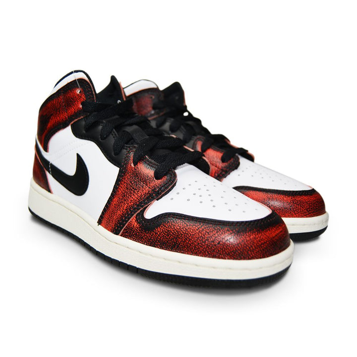 Juniors Nike Air Jordan 1 Mid SE (GS) -FB0568 006 - Black Infrared 23 White Sail-Juniors-Nike-Nike Air Jordan 1 Mid SE-sneakers Foot World