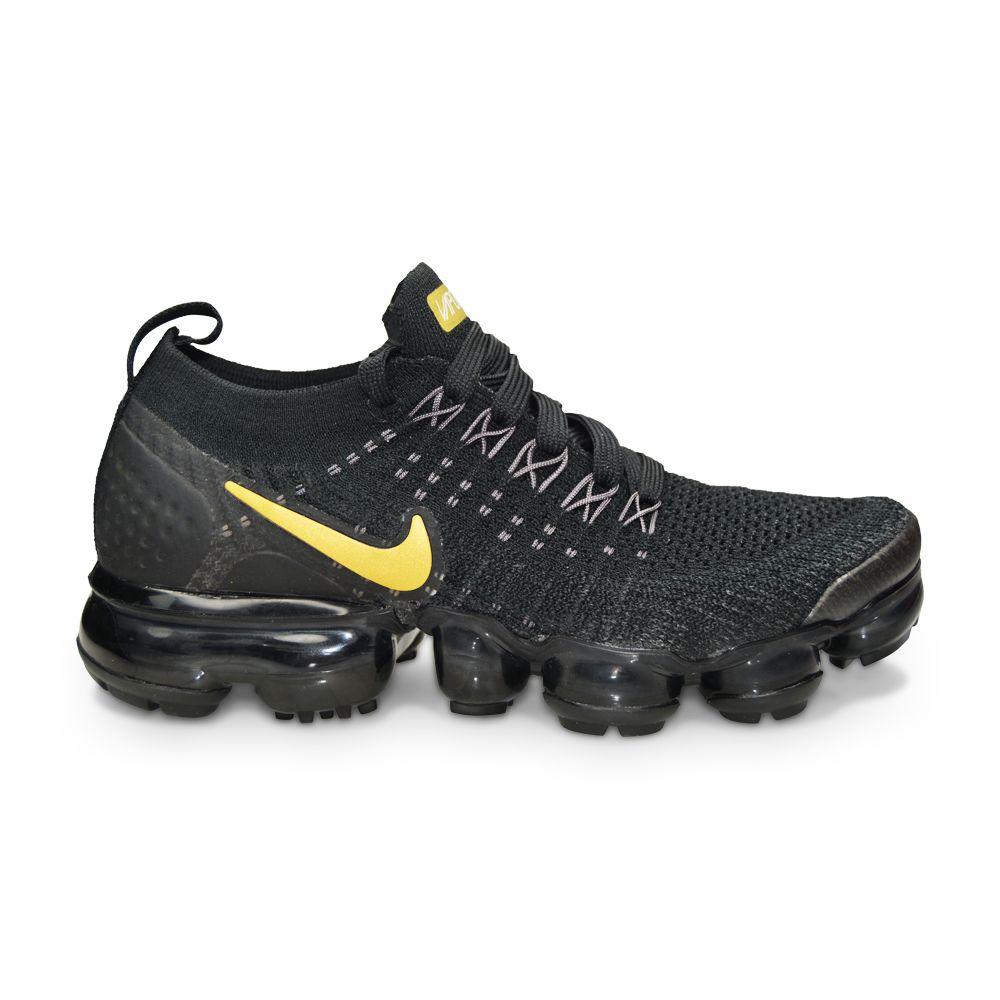 Juniors Womens Nike Air Vapormax Flyknit 2 - 942843 012 - Black Metallic Gold-Footwear Women, Junior Footwear, Juniors (3-6), Kids, Nike Brands, Nike Junior Footwear, Running Footwear, Women-Foot World UK