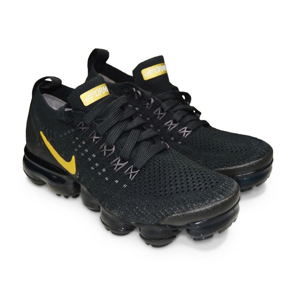 Juniors Womens Nike Air Vapormax Flyknit 2 - 942843 012 - Black Metallic Gold-Footwear Women, Junior Footwear, Juniors (3-6), Kids, Nike Brands, Nike Junior Footwear, Running Footwear, Women-Foot World UK