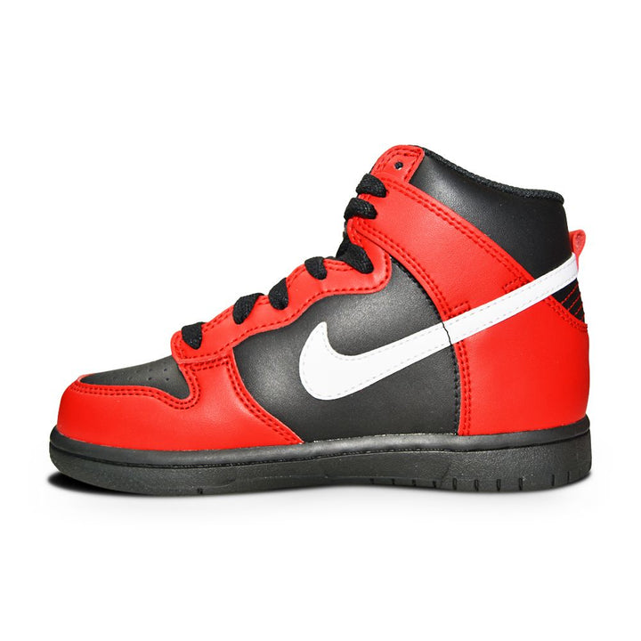 Kids Nike Dunk High (PS) - DD2314 003 - Black White University Red-Kids-Nike-Nike Dunk High (PS)-sneakers Foot World