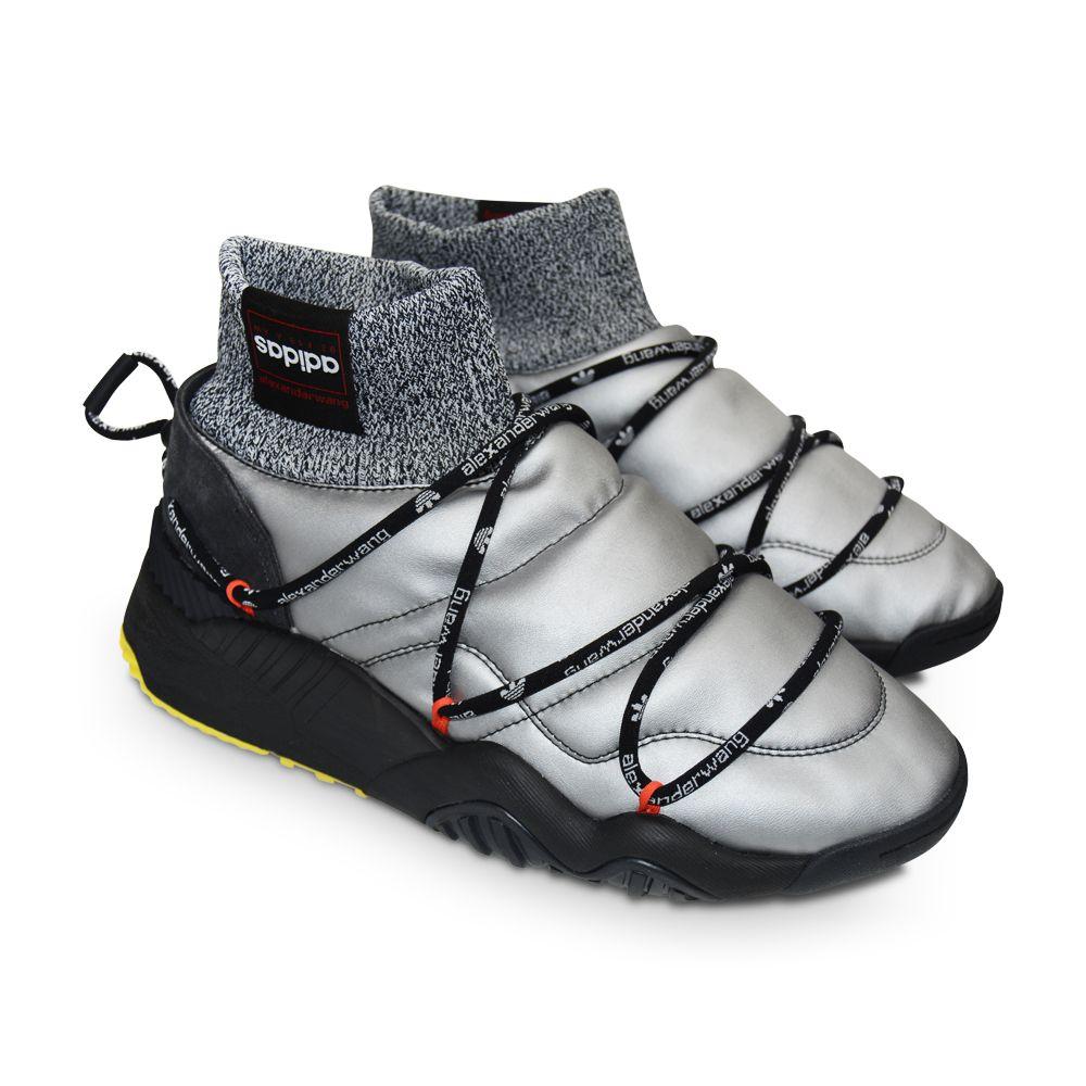 Mens Adidas Puff Trainer X Alexander Wang - FV2960 - Silver Black-Boots & Shoes, Casual Trainers, Footwear, High Tops-Foot World UK