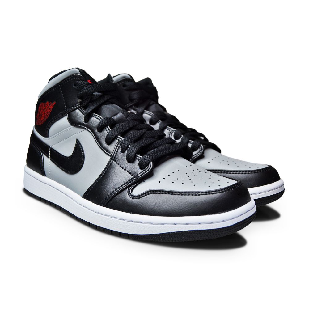Mens Nike Air Jordan 1 Mid - 554724 096 - Black Gym Red Particle Grey-Mens-Nike-Air Jordan 1 Mid-sneakers Foot World