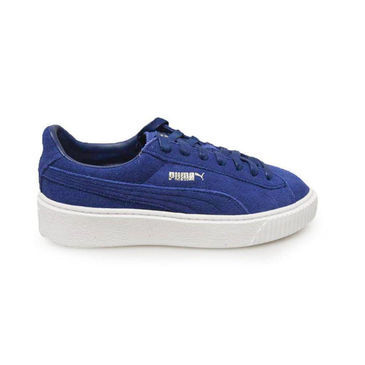 Womens Puma Suede Platform - 36222302 - Blue White Trainers-Air Force 1, Court, Puma, Puma Brands, Running Footwear-Foot World UK